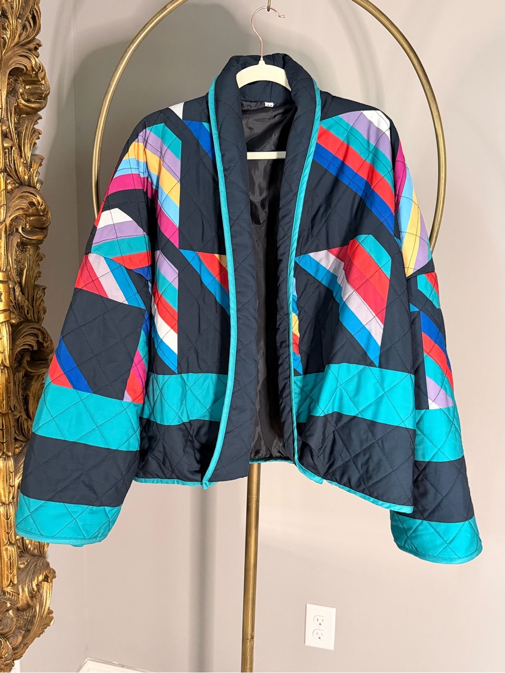 Quilted Colorblock Open-Front Jacket - Picture 3 of 6